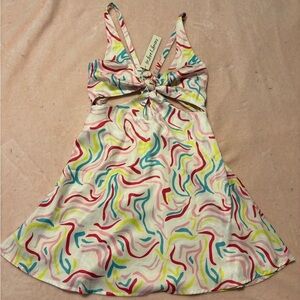 For Love And Lemons Palmer retro Multicolor Satin Dress XS NWT